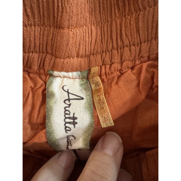 Aratta Silent Journey Dream Pants Medium Rust NEW Palazzo Pants Wide Leg Tiered - Picture 7 of 8